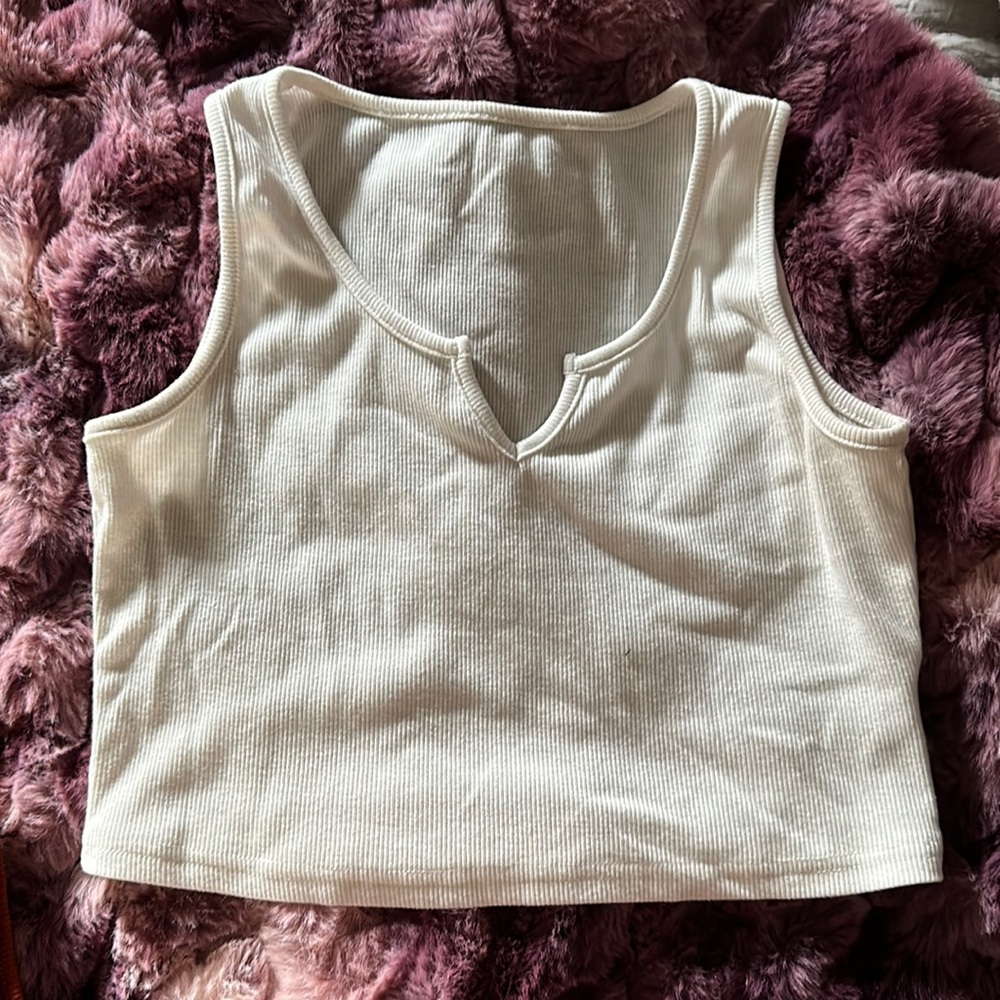 White Cropped Halter Tank